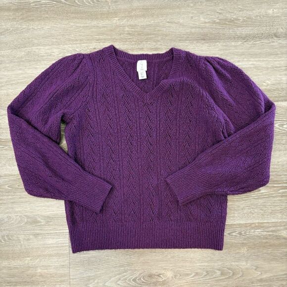 Joie Purple Knit Sweater L - Picture 1 of 11